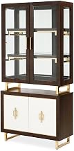 Michael Amini Brown Display Cabinet Solid and Manufactured Wood with Poplar Accents Single Piece Spacious Storage and Elegant Espresso Finish for Living Room