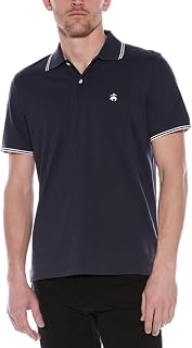 Brooks Brothers Mens Slim Fit Mesh Pique Stripe Tip Collar Short Sleeve Polo Shirt,