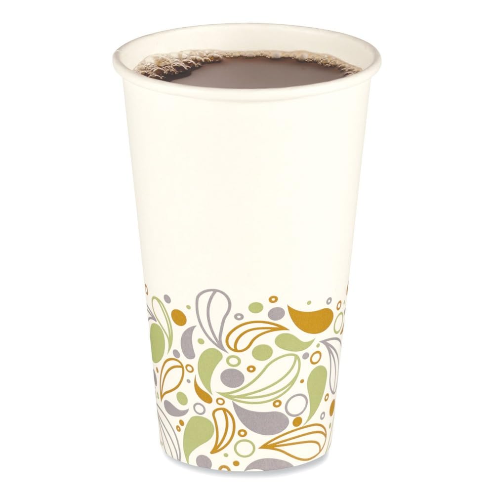 DEER16HCUP Deerfield Printed Paper Hot Cups by Boardwalk – 16 ounces, Paper, Green, Pack of 1000