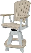 White Counter Height Swivel Arm Chair with Cushioned Seat, Durable Outdoor Patio Dining Chair for Garden Deck Backyard Bar Seating