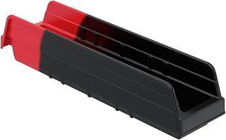 Akro-Mils 36448 Indicator Inventory Control Double Hopper Plastic Kanban Shelf Bin, 17-7/8-Inch x 4-1/4-Inch x 4-Inch, Black/Red, (12-Pack)