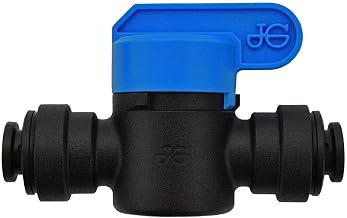 John Guest Ideal H2O JG Quick Connect Fitting - Inline Shut Off Valve - 1/4 in - Black (10/Bag)