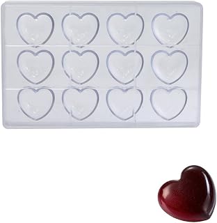 Martellato Polycarbonate Chocolate Mold, Heart 45mm x 42mm x 16mm Thick, 12 Cavities
