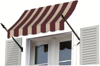 AWNTECH 10.38 FT. NEW Orleans Fixed Awning 124.5 in. W X 24 in. H X 16 in. D Acrylic Fabric in Brown/TAN Stripe NW21-10BRNT