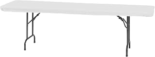 Creative Converting Stay Put Elastic Tablecloth, White fits 8' Banquet Tables 12 Per Pack