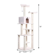 Pressed Wood Cat Tree with Six-Level Tower by Bison Pets – Engineered Wood, Beige