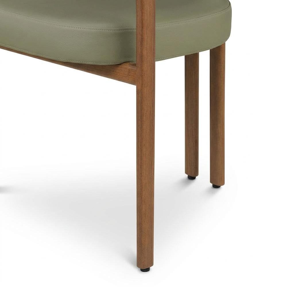 Vegan Leather Dining Chairs Set of by Starlight Canyon Home – 25 x 21.5 x 28 inches, Faux Leather, Olive Green Vegan Leather/Walnut, Pack of 2