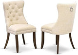 Furnifact Wooden Parsons Dining Chair with Upholstered Seat, Kitchen Chairs for Dining Room Table, High Back Parson Chair, Light Beige, Set of 2