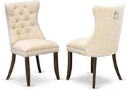 Furnifact Wooden Parsons Dining Chair with Upholstered Seat, Kitchen Chairs for Dining Room Table, High Back Parson Chair, Light Beige, Set of 2