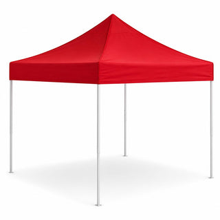 Glownary 10x10 Ft Aluminum Pop Up Canopy Tent – Red, UV-Resistant, Water-Resistant, Straight Leg Design, Cathedral Style Ceiling, Portable with Roller Bag and Stakes