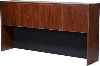 Mahogany 66-Inch Four Door Hutch with Classic Storage Design, Durable Construction, and Elegant Finish for Office or Home Use