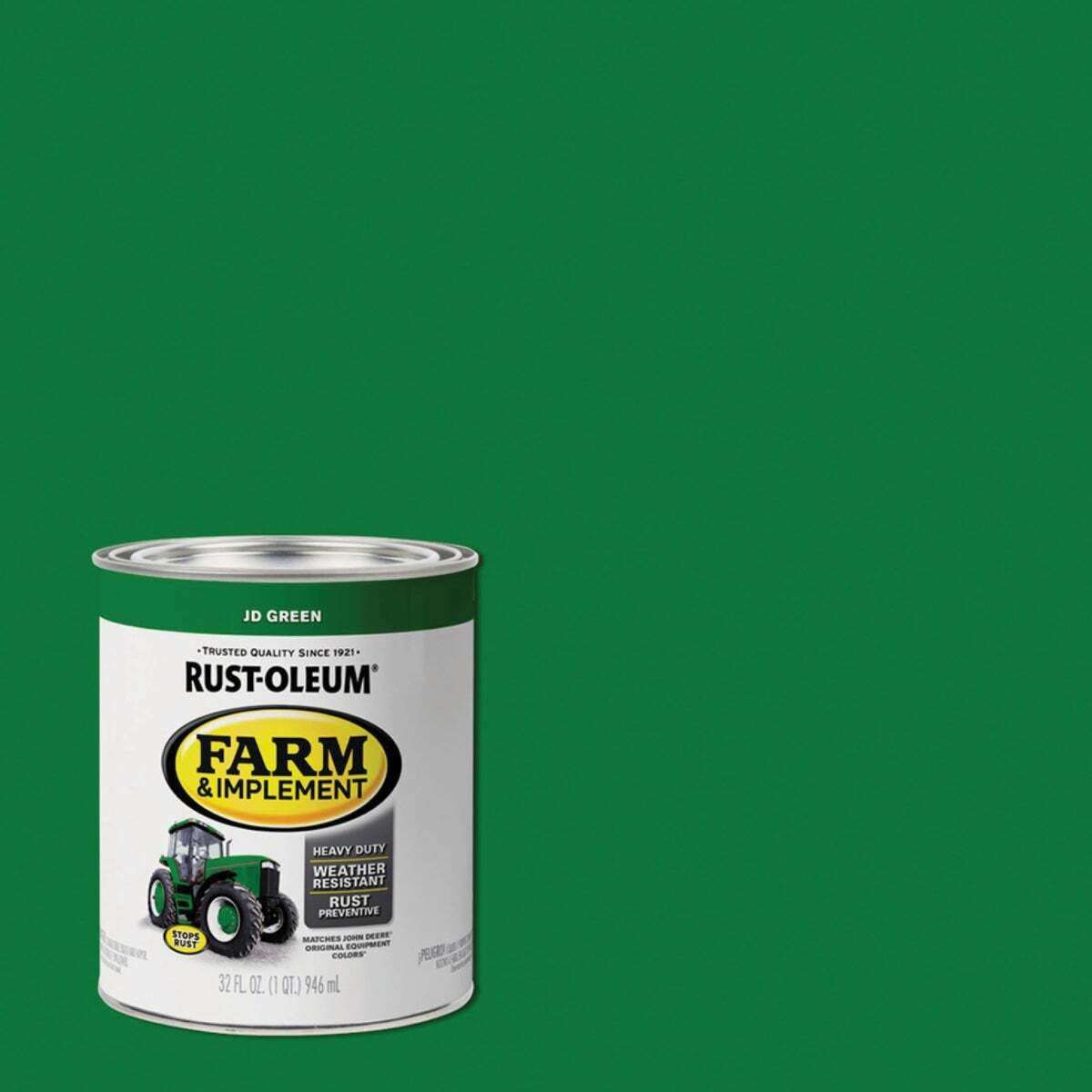 Paint MACH IMPLMNT JD Green QT by Rust-Oleum – 1 Fl Oz (Pack of 1), solid, Green, Model 280108