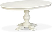 E5T-LWH-TP - A Wooden Dining Table with Butterfly Leaf Oval Tabletop, Linen White Finish