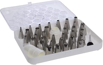 Thermohauser 36-Piece Stainless Steel Pastry Tip Set with White Plastic Storage Box