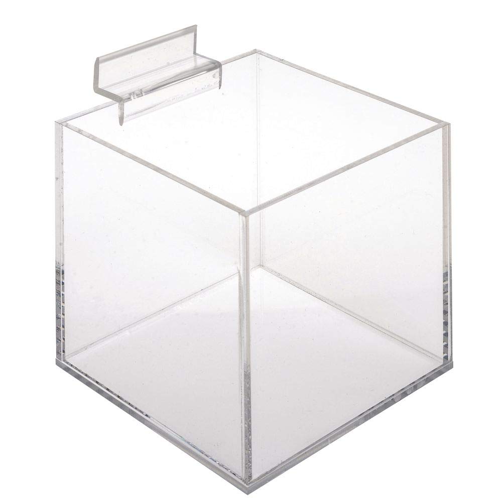 4" Square Acrylic Slatwall Bin by AARCO DISPLAY PRODUCTS – Acrylic, Clear, Model 2604