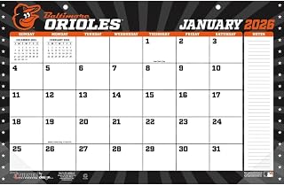 Lang Companies, MLB Baltimore Orioles Small 2026 Desk Pad, 11'' X 17'', 12-Month Calendar with Stapled Binding