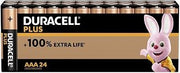 DURACELL Plus AAA Batteries (Pack of 24) - 1.5V Alkaline Batteries - Up to 100% Extra Life with Active Power Boost - Reliability for Everyday Devices - LR03 MN2400