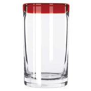 Aruba Red Cooler Glass by Libbey – 16 oz, 16.0 ounces, Glass, Clear with Red Rim, Pack of 12