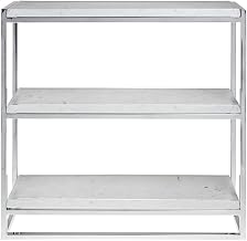 Cerve Collection Chrome 3-Tier Buffet Stand with Marble Shelves by HUBERT – Metal, Grey, Model 52231+34778