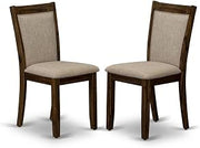 Furnifact Solid Wood Linen-Upholstered Dining Chairs with High Back, Set of 2 Parsons Chairs for Kitchen and Dining Room Table, Light Tan