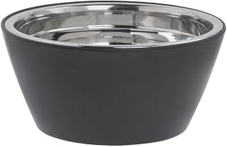 HUBERT Serving Bowl Black Melamine with Stainless Steel Bowl Insert - 9 1/4" Dia x 4 1/4" D