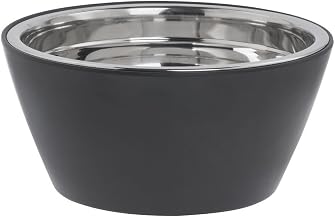 HUBERT Serving Bowl Black Melamine with Stainless Steel Bowl Insert - 9 1/4" Dia x 4 1/4" D