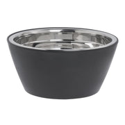 Serving Bowl Black Melamine with Stainless Steel Bowl Insert - 9 1/4" Dia x 4 1/4" D by HUBERT – Stainless Steel, Black, Model 19133+43557