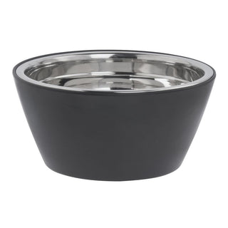 Serving Bowl Black Melamine with Stainless Steel Bowl Insert - 9 1/4" Dia x 4 1/4" D by HUBERT – Stainless Steel, Black, Model 19133+43557