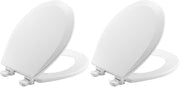 Bemis 500EC Durable Wood Toilet Seat with Easy Clean Hinges, Made in USA, Round, White (Pack of 2)