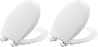 Bemis 500EC Durable Wood Toilet Seat with Easy Clean Hinges, Made in USA, Round, White (Pack of 2)