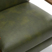 Leather-Gel Wood-Arm Push-Back Recliner Chair by Furnifact – 30 x 34 x 42.5 inches, Hardwood and plywood frame construction, Leather Gel, Green