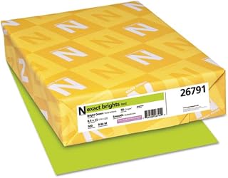 Neenah PAPER 26791 Exact Brights Paper 8 1/2 x 11 Bright Green 50lb 500 Sheets