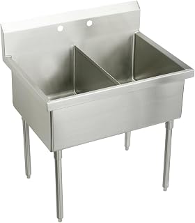 Elkay WNSF82420 Commercial 45" x 27-1/2" Floor Mount Double Compartment Scullery Sink