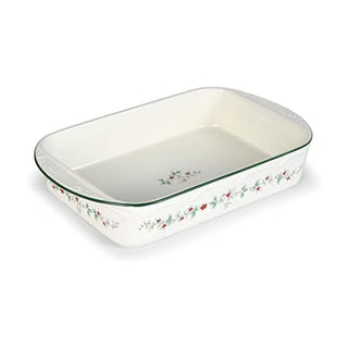 Pfaltzgraff Winterberry Rectangular Baker, 13 x 9 Inch Stoneware, White