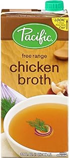 Pacific Foods Pacific All Natural Free Range Chicken Broth, Gluten Free, 32 Ounces (Pack of 6)
