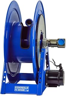COXREELS 1195-1332-AB-BUXX, #6 Compressed Air Motor Rewind Hose Reel: 2"x75' Capacity, 6 VANE Cast Iron Motor, Captive Bearing Swivel, 1500 PSI (Hose Not Included)