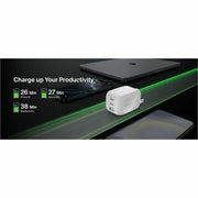 100W GaN 3-Port USB Wall Charger - 1xUSB-A by Belkin – 1.7" x 1.7", White, Model WCH016dqWH