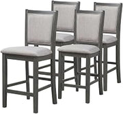 Starlight Canyon Home Solid Wood Dining Chairs with Polyester Seat, Counter Height Bar Stools for Kitchen Island or Counter, Gray, Set of 4