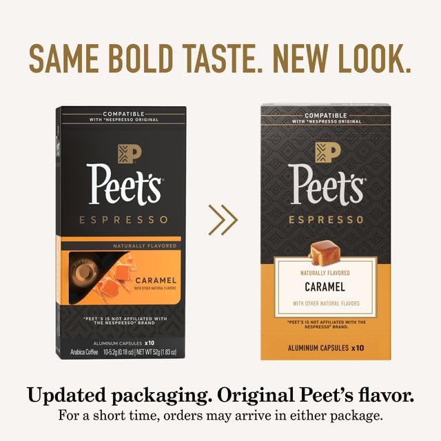 Peet's Coffee Caramel / 10 Count (Pack of 5) / Dark Roast Coffee Gifts