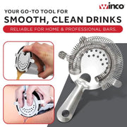 Winco 1 / Stainless Steel / Round, Wire Mesh, Reinforced Rim Bar Strainers