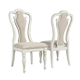 Chenille-Upholstered Side Chair Set of by Starlight Canyon Home – Solid + Manufactured Wood, White, Pack of 2