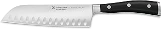 WÜSTHOF Classic IKON 7" Hollow Edge Santoku Knife, Black