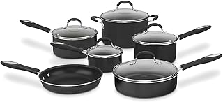 Cuisinart Pots and Pans Set, Nonstick w/Aluminum Core, 11-Piece, Black