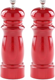 Chef Specialties 6 inch Salem Pepper Mill and Salt Mill Set - Candy Red - Made in USA
