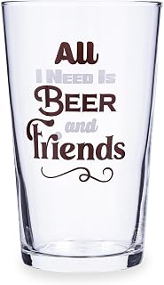 Luminarc Beer Glasses, 50 cl, Set of 6, with Decorative Phrase, Dishwasher Safe