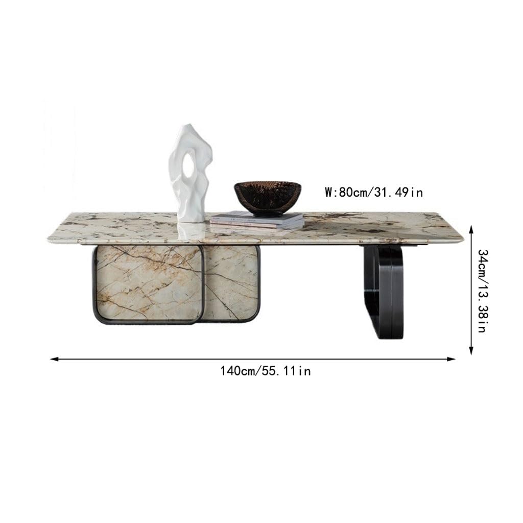 Mesa para Centro De Sala Marble Base Coffee Table Modern Apartment Simple Coffee Table Side Table Villa Living Room End Table Coffee Table by JOYNOW – 140cm, Acacia, Model 5744