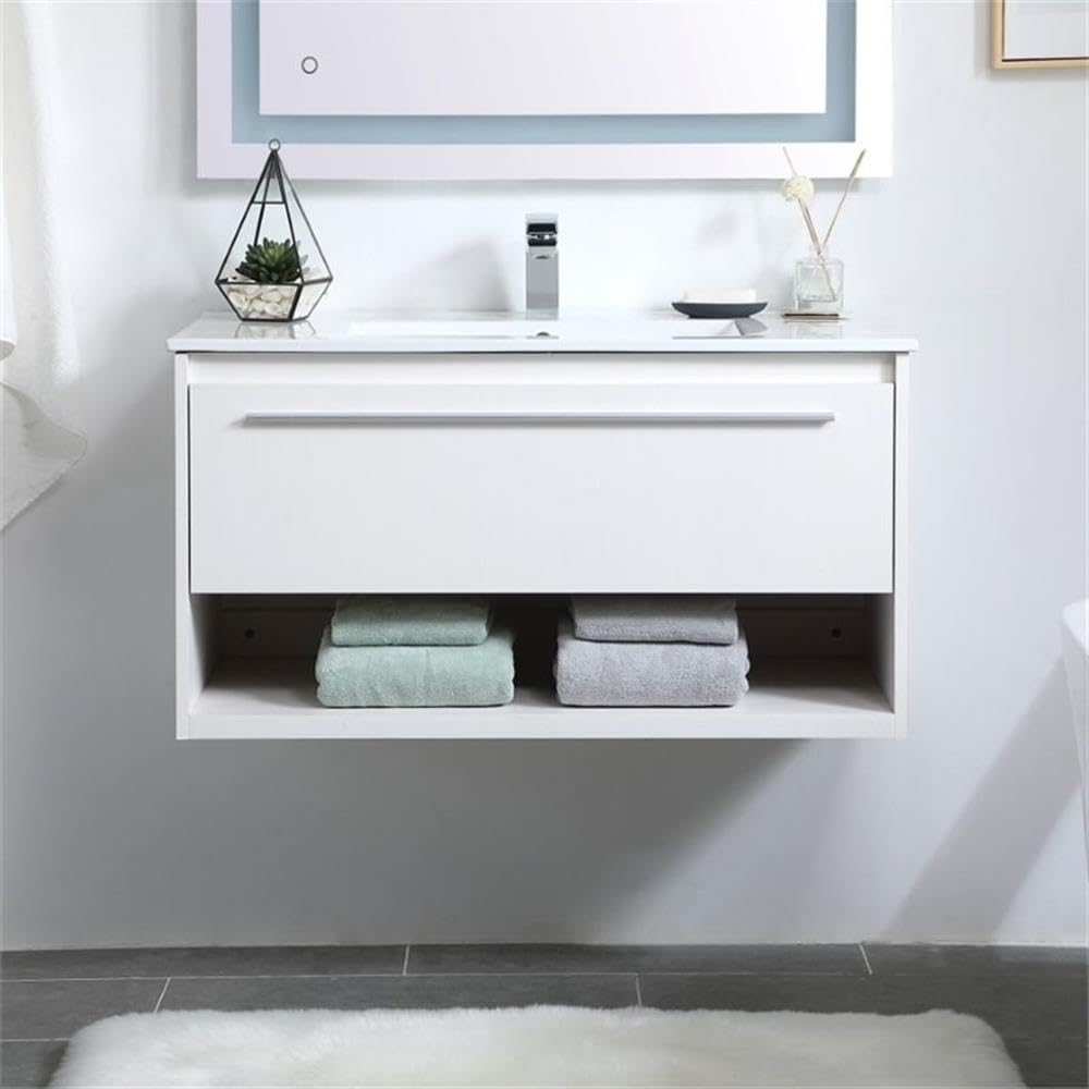 Elegant Decor 36" - Single / Brushed Nickel,white / Modern Bathroom Vanities
