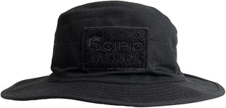 Scipio SCBUCKETBK Bucket Hat Adjustable Military-Style Boonie Hat - Ventilated Cooling Comfort Tactical Style Black