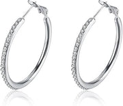 Channel Crystal Hoop Dangle Stud Hypoallergenic Earrings for Women Size 20mm