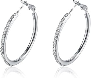 Channel Crystal Hoop Dangle Stud Hypoallergenic Earrings for Women Size 20mm